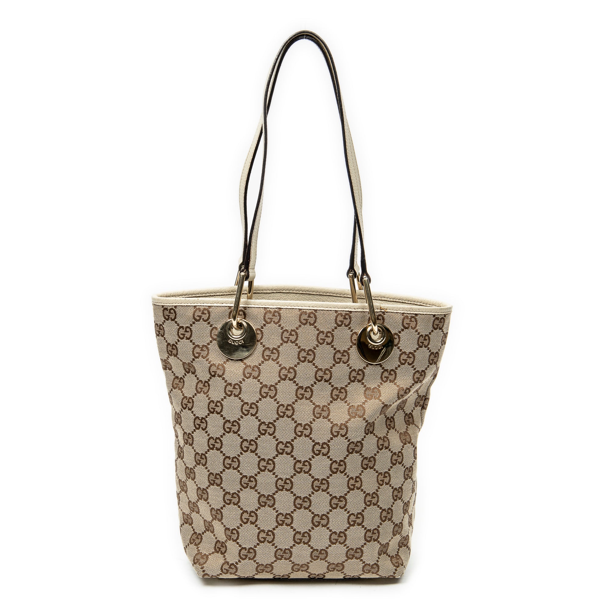Bolso de hombro pequeño Eclipse Shopping de lona monograma beige