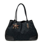 Sac à bandoulière moyen Cabas Princy Web en toile noire monogrammée