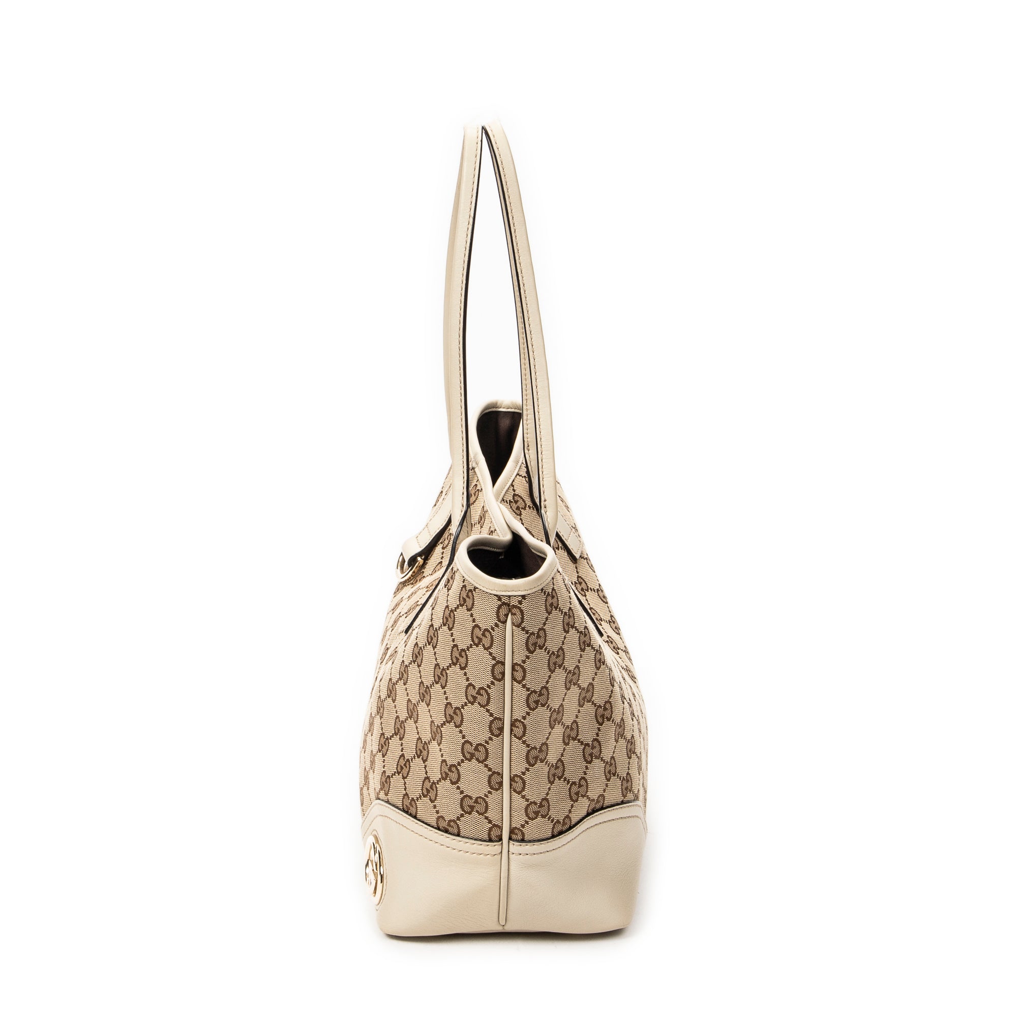 Shoulder Bag Small Britt Beige Monogrammed Canvas