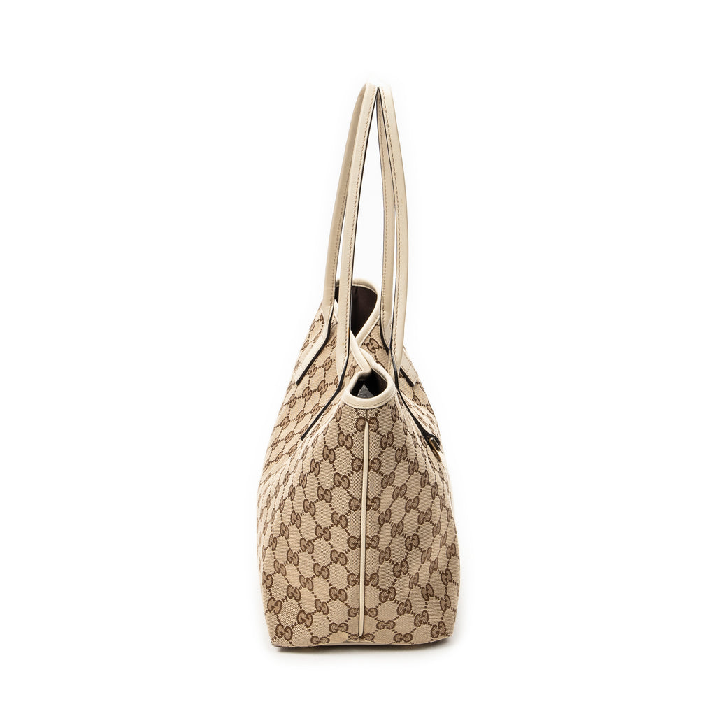 Shoulder Bag Small Britt Beige Monogrammed Canvas