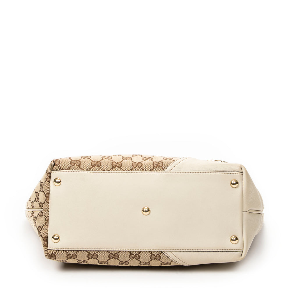 Shoulder Bag Small Britt Beige Monogrammed Canvas