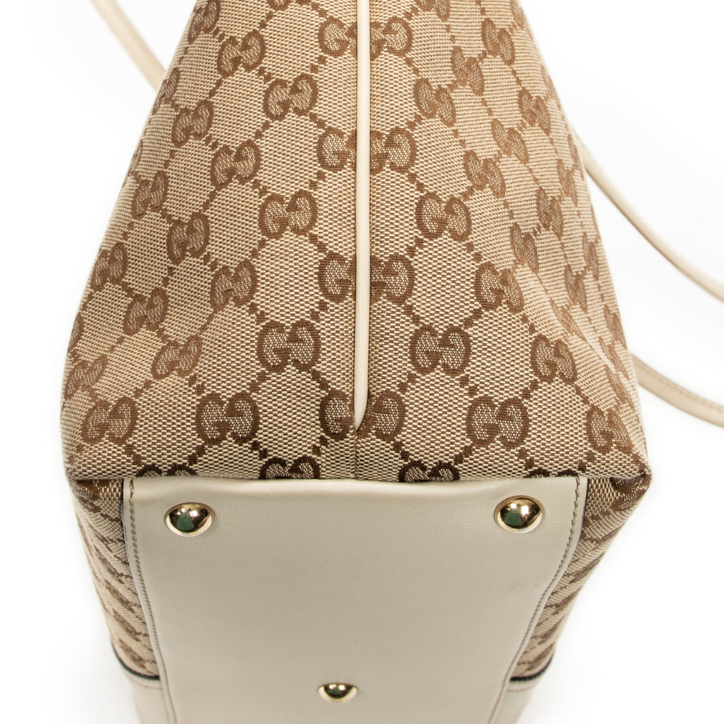 Shoulder Bag Small Britt Beige Monogrammed Canvas