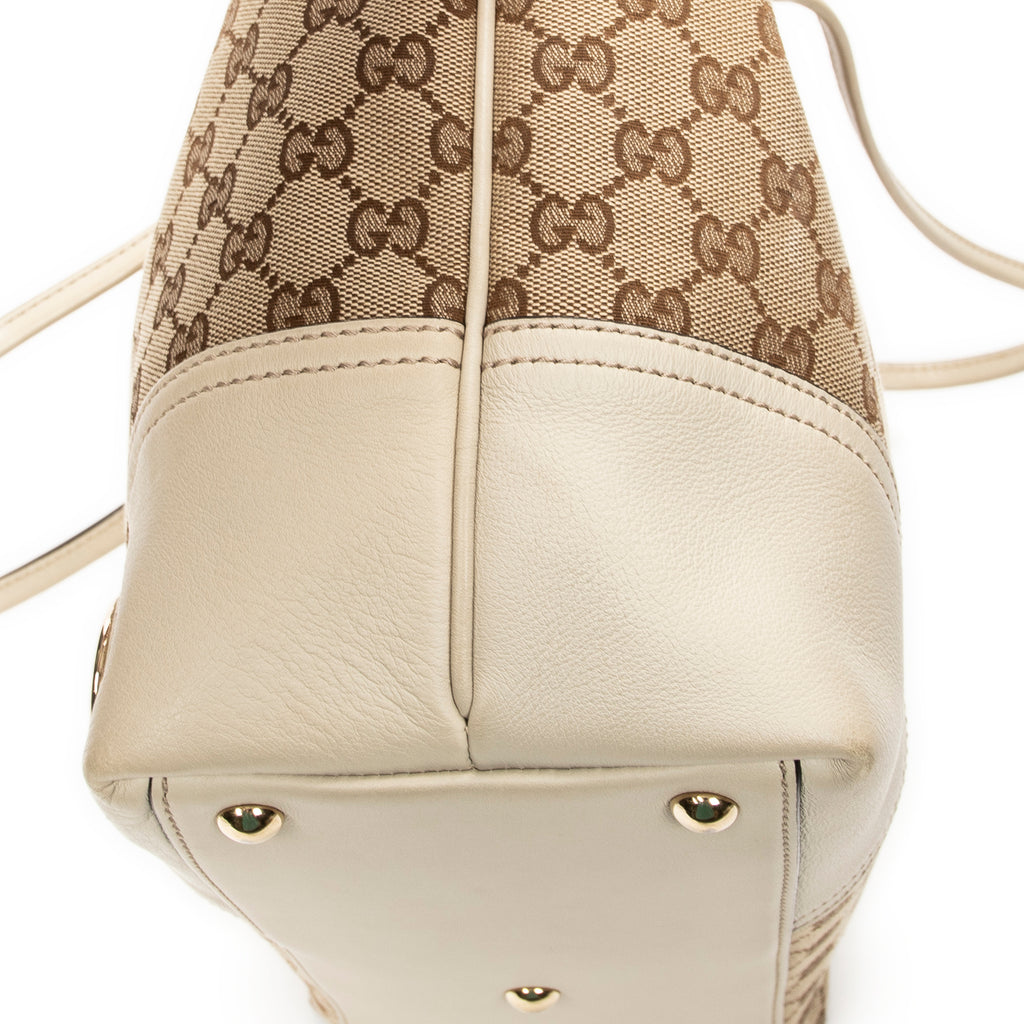 Shoulder Bag Small Britt Beige Monogrammed Canvas
