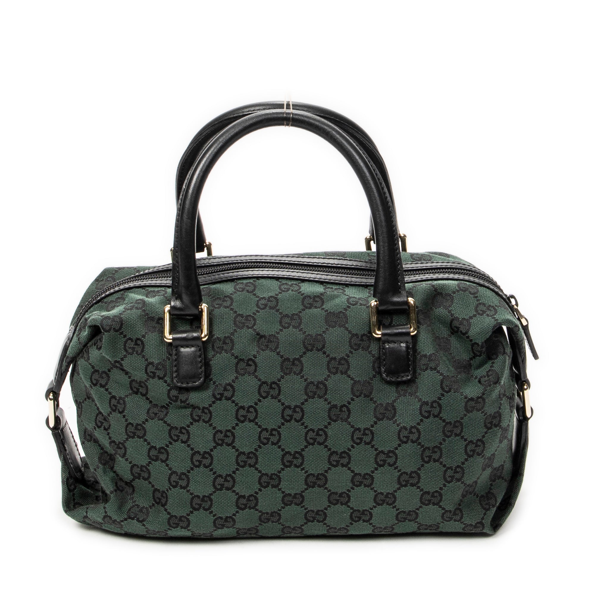 Shoulder Bag Small Side Buckle Boston Green Monogrammed Canvas