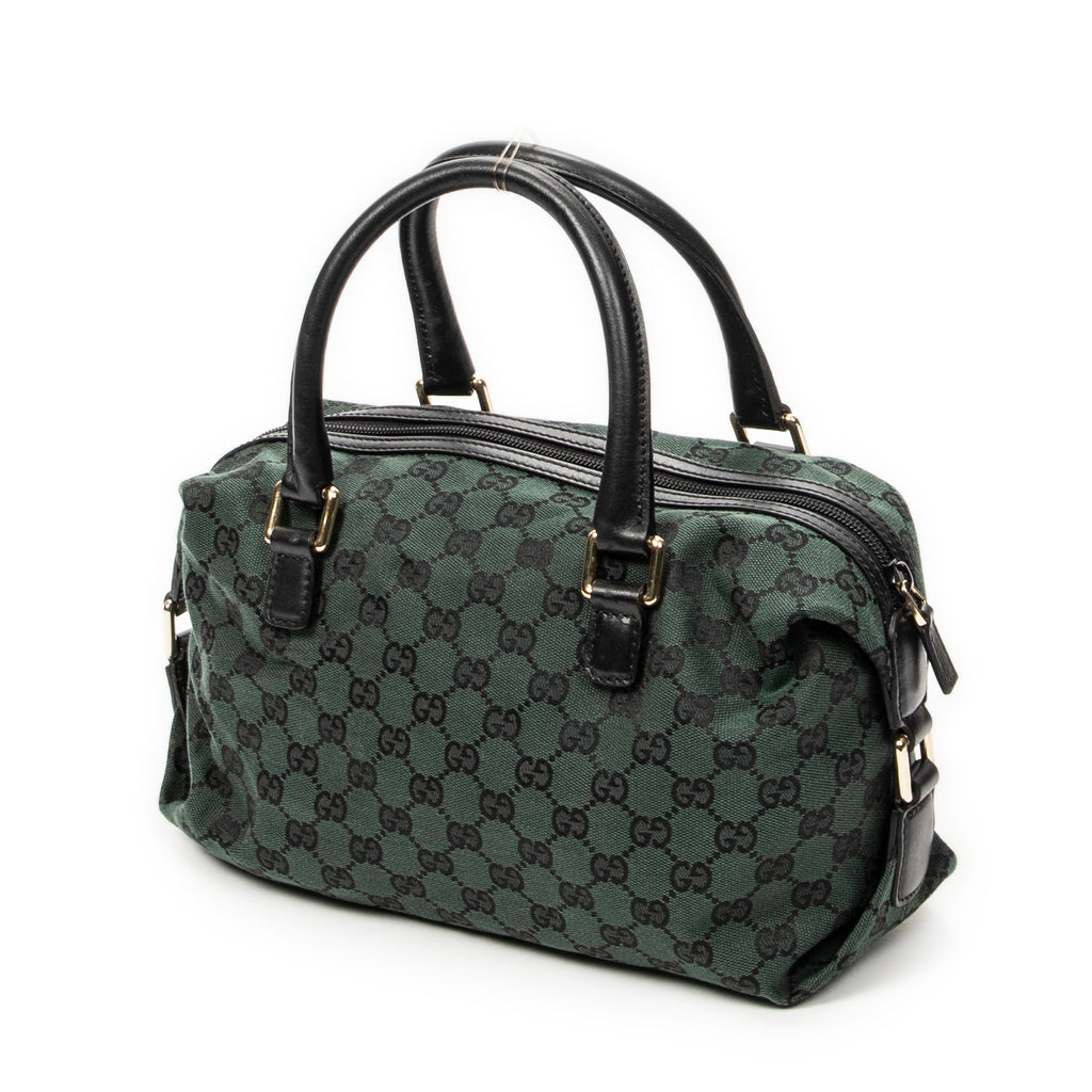 Shoulder Bag Small Side Buckle Boston Green Monogrammed Canvas