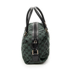 Shoulder Bag Small Side Buckle Boston Green Monogrammed Canvas