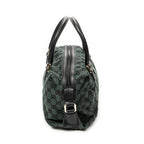 Bolso de Hombro Pequeño con Hebilla Lateral Boston Lona Monogramada Verde
