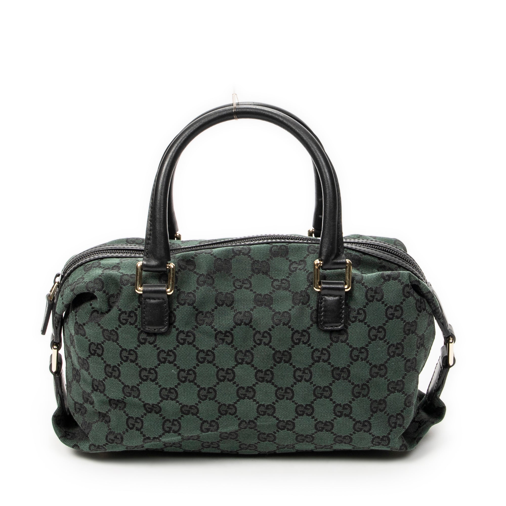 Shoulder Bag Small Side Buckle Boston Green Monogrammed Canvas