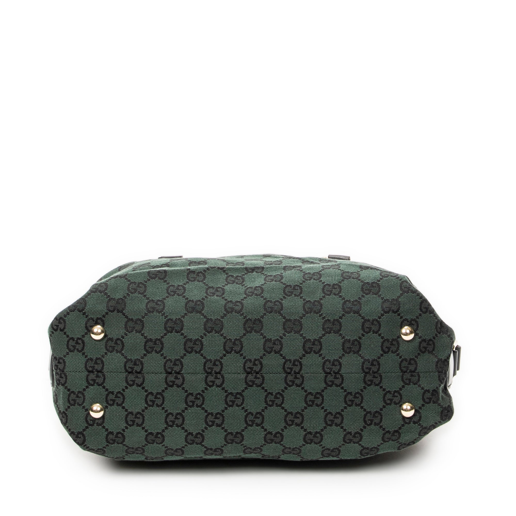 Bolso de Hombro Pequeño con Hebilla Lateral Boston Lona Monogramada Verde