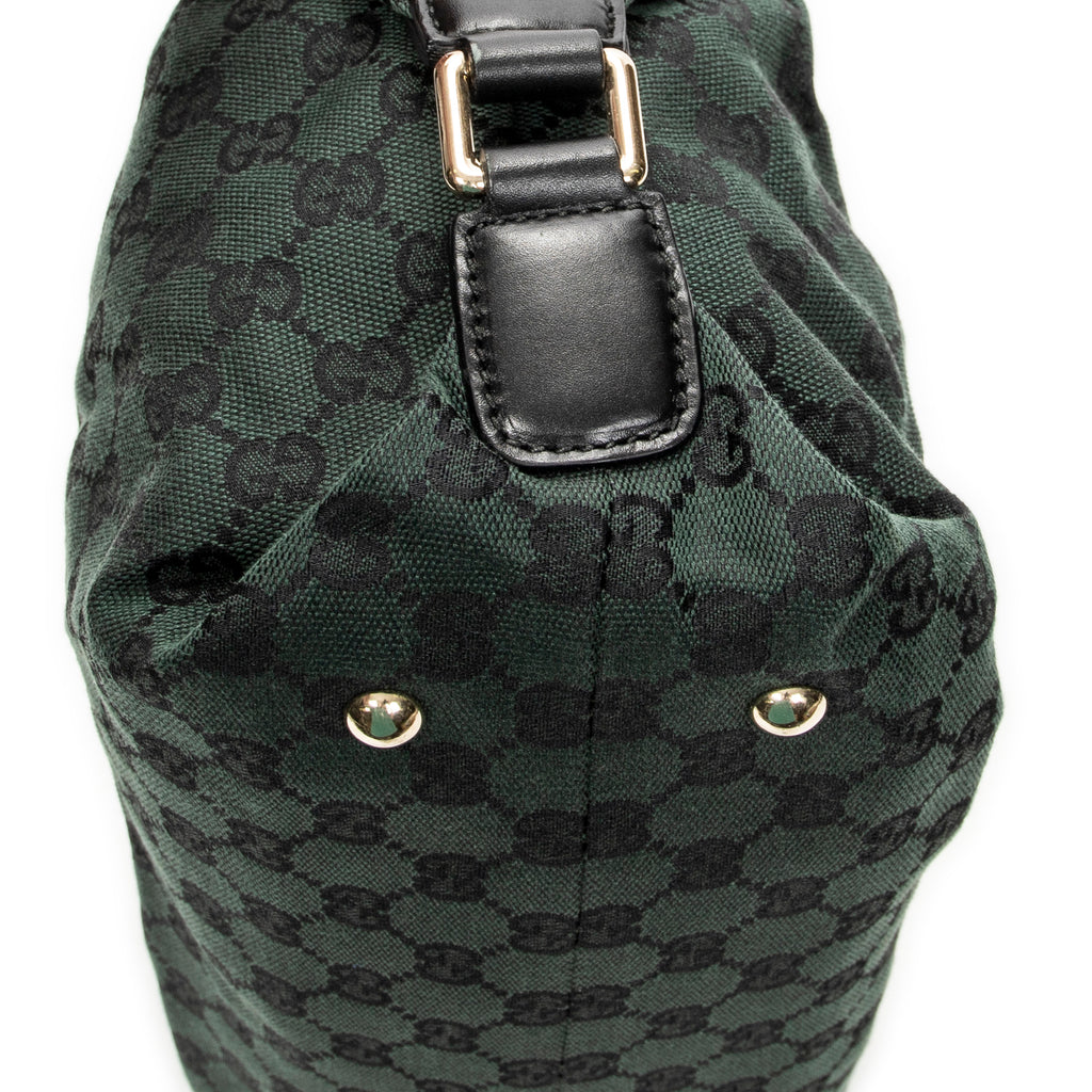 Shoulder Bag Small Side Buckle Boston Green Monogrammed Canvas