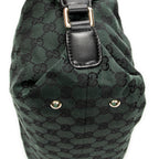 Shoulder Bag Small Side Buckle Boston Green Monogrammed Canvas