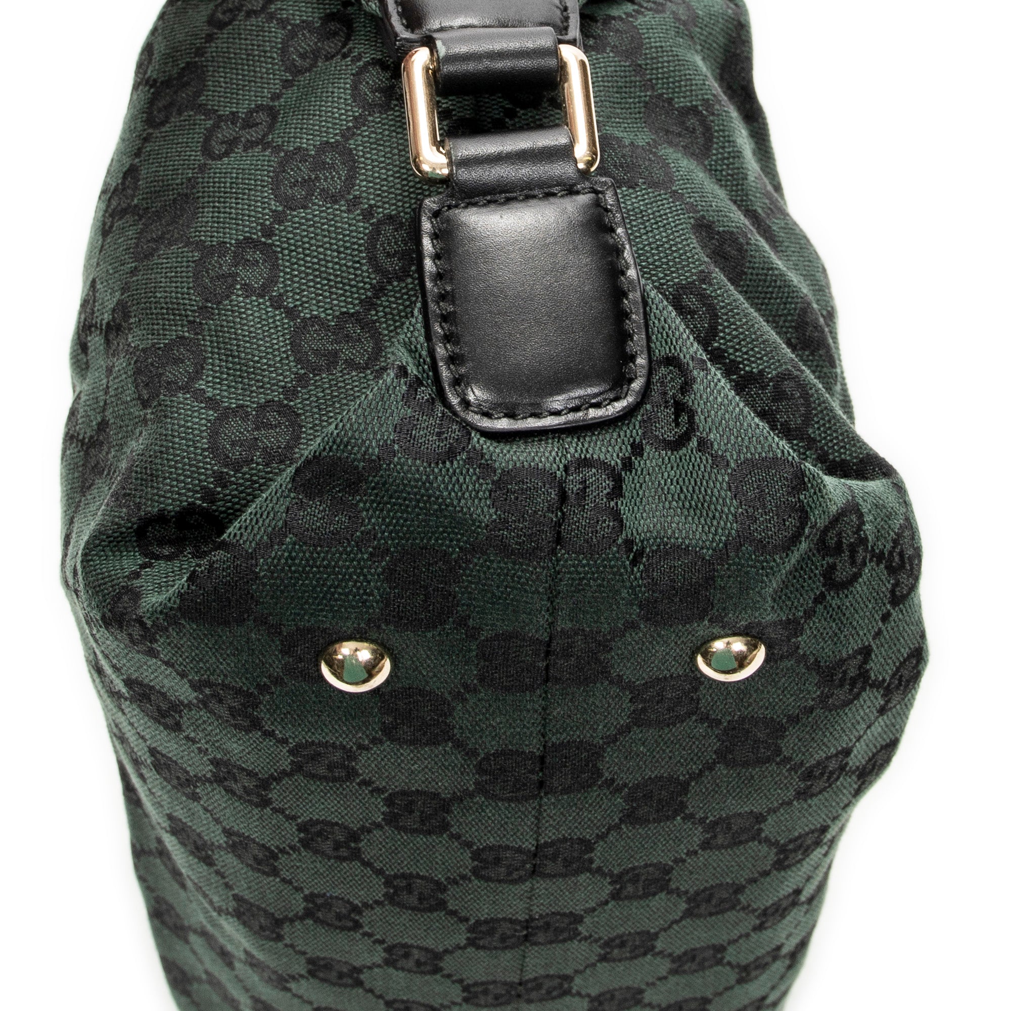 Shoulder Bag Small Side Buckle Boston Green Monogrammed Canvas