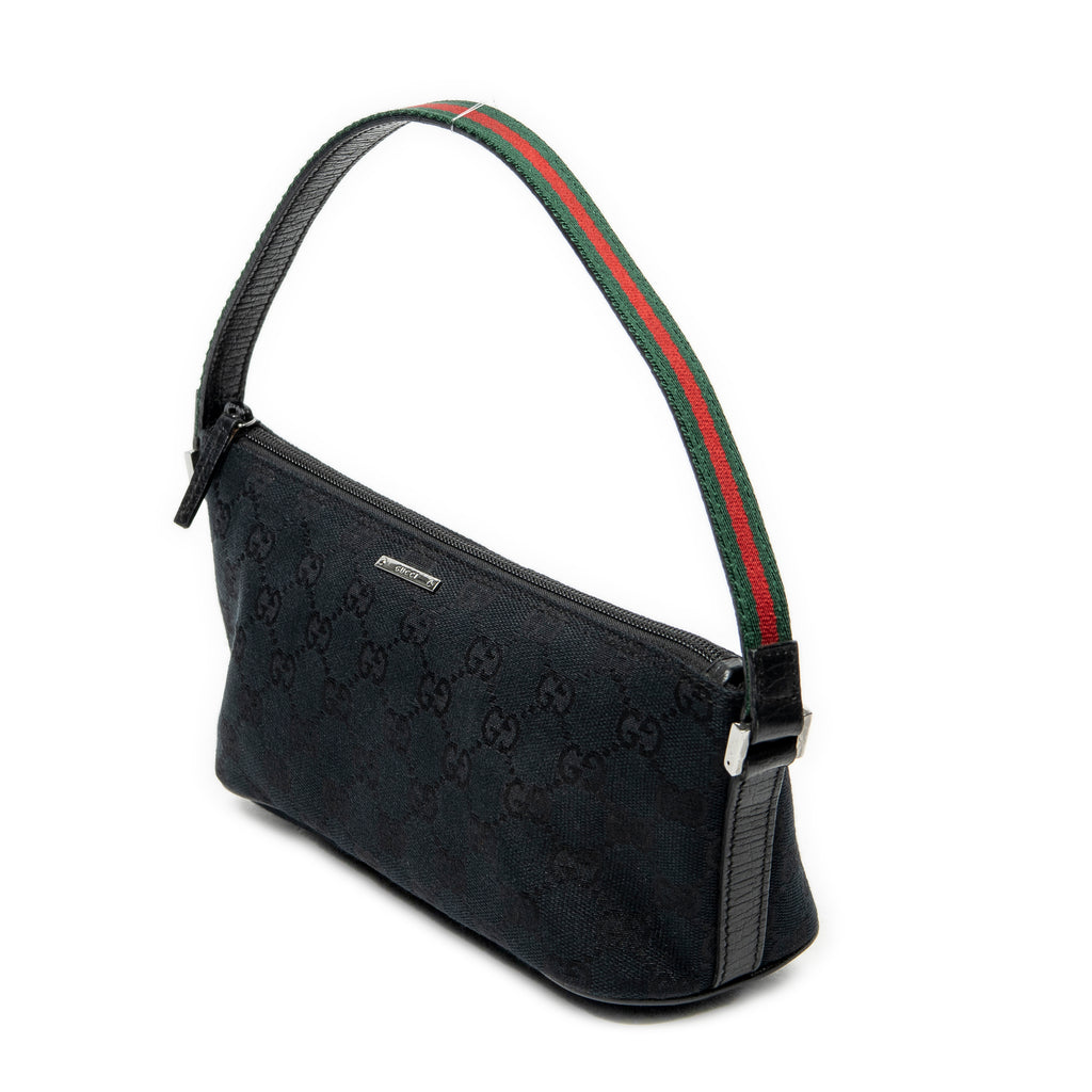 Shoulder Bag Web Boat Pochette Black Monogrammed Canvas