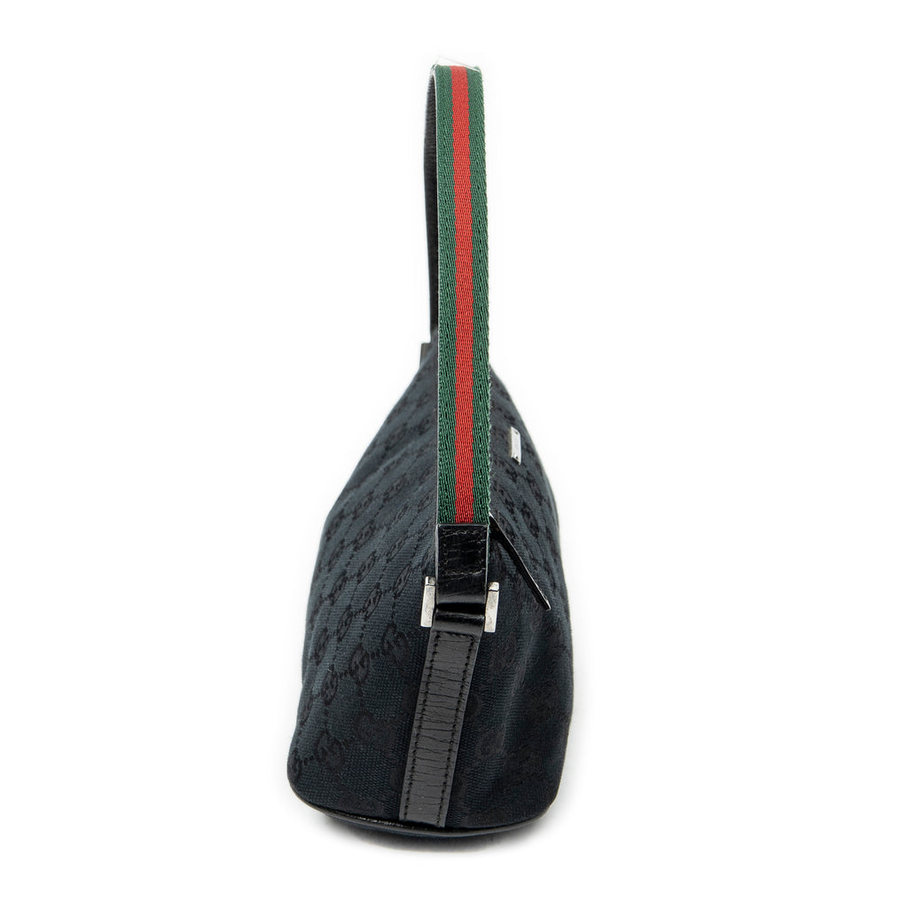 Shoulder Bag Web Boat Pochette Black Monogrammed Canvas