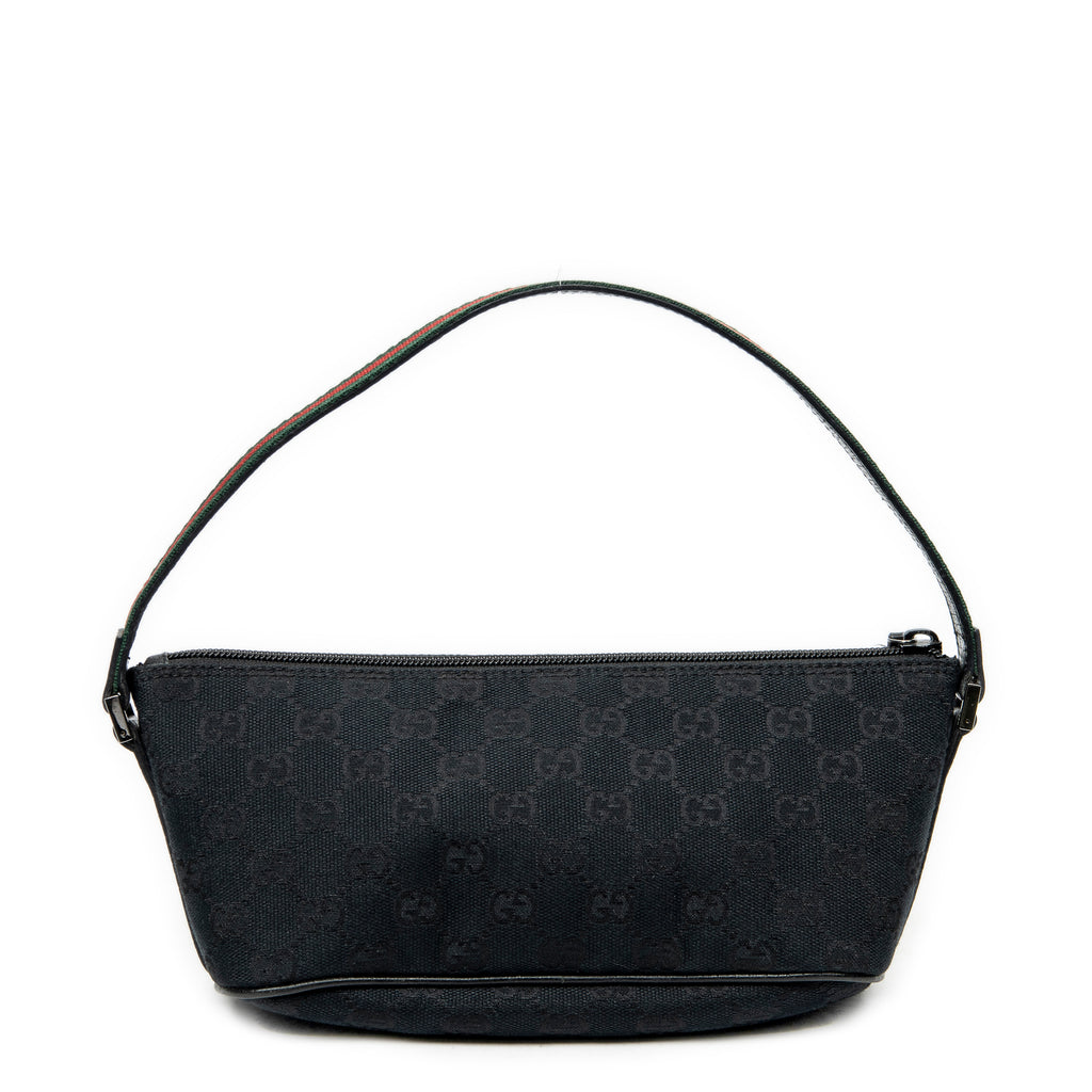 Shoulder Bag Web Boat Pochette Black Monogrammed Canvas