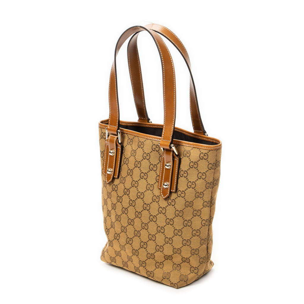 Shoulder Bag Small Tall Tote Tan Monogrammed Canvas