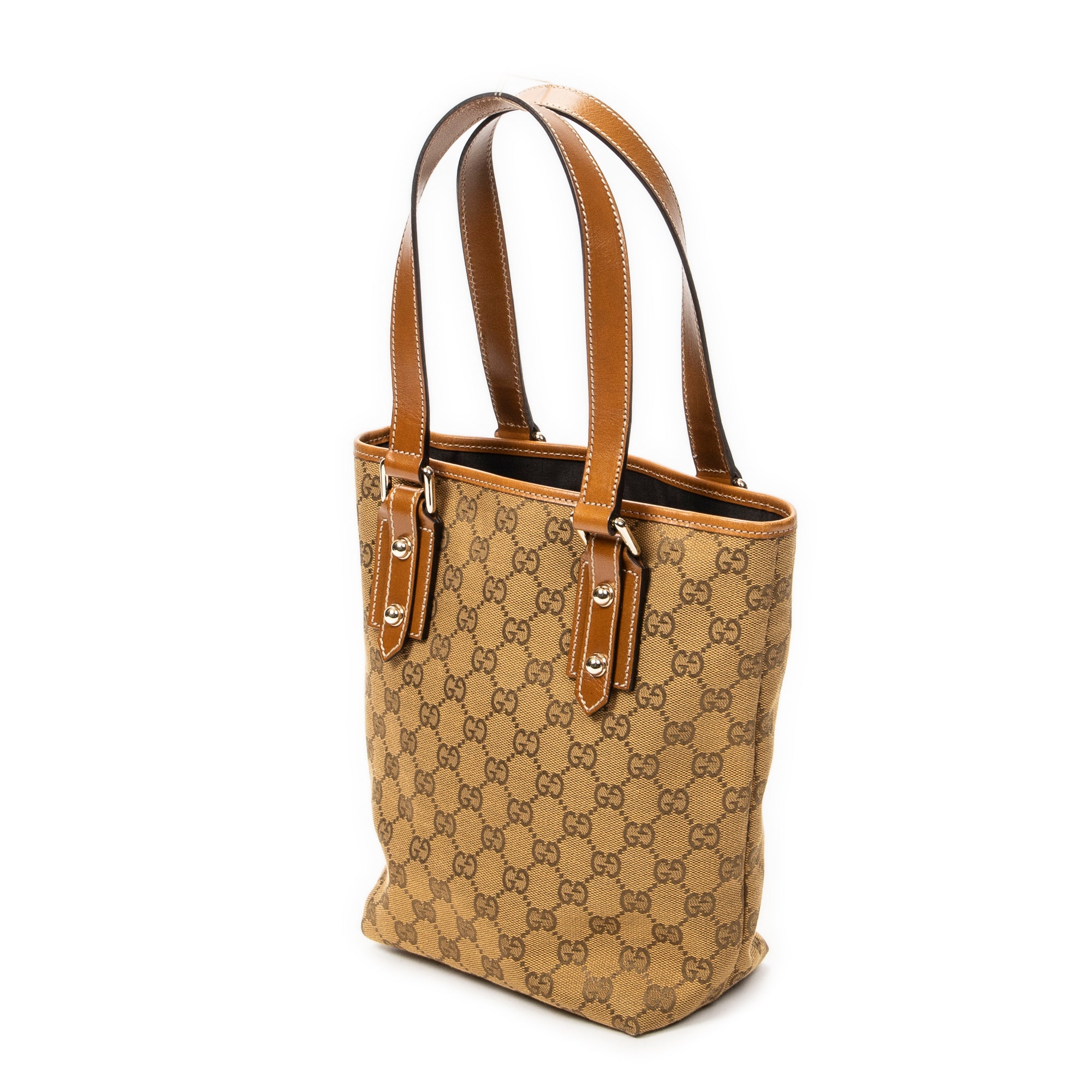 Shoulder Bag Small Tall Tote Tan Monogrammed Canvas