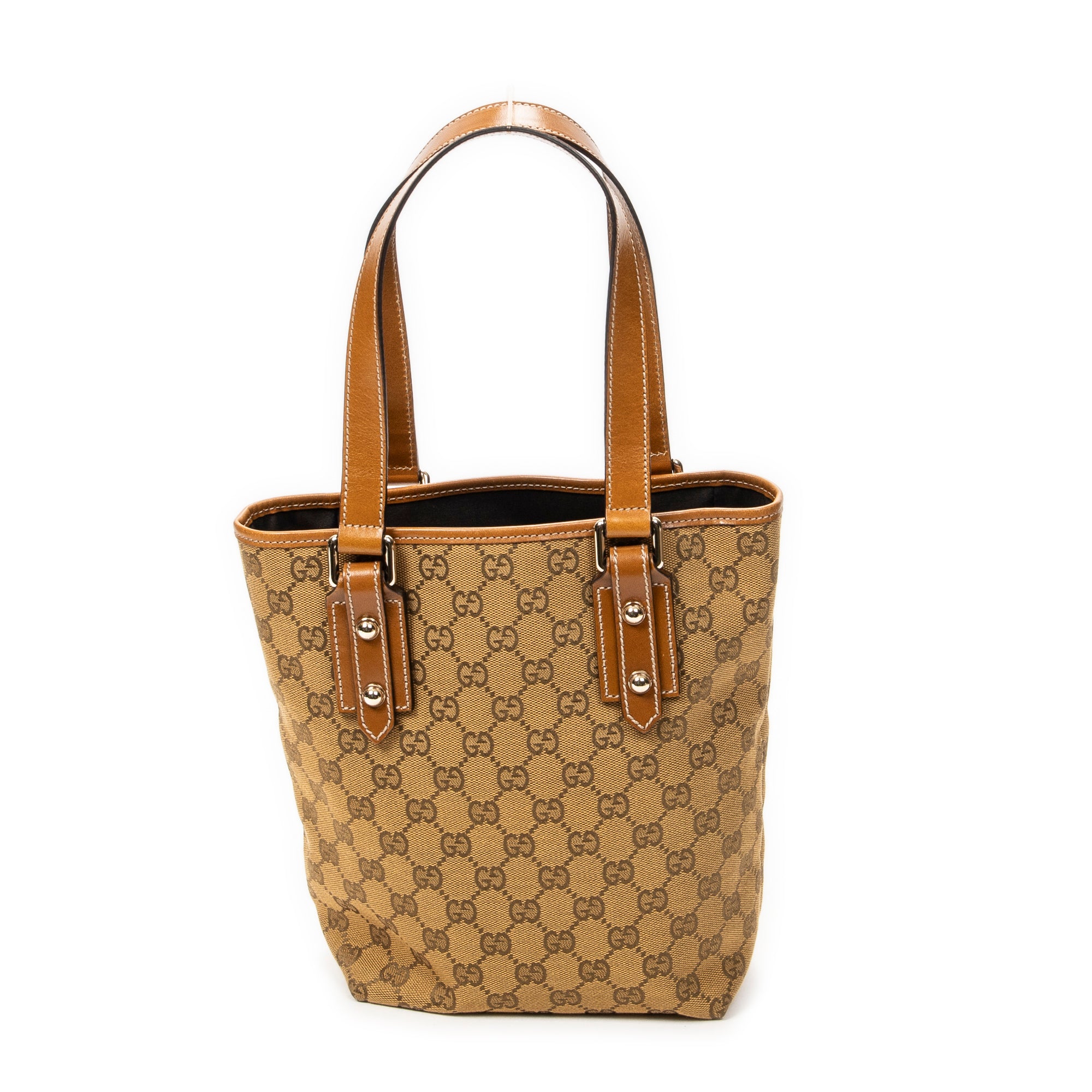 Shoulder Bag Small Tall Tote Tan Monogrammed Canvas