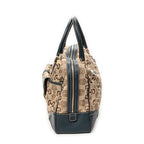 Shoulder Bag Large Front Pocket Boston Beige Horsebit Print Canvas