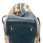 Shoulder Bag Large Front Pocket Boston Beige Horsebit Print Canvas