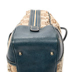 Shoulder Bag Large Front Pocket Boston Beige Horsebit Print Canvas