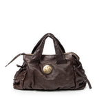 Bolso de Hombro Hysteria Tote Cuero Guccissima Marrón Oscuro