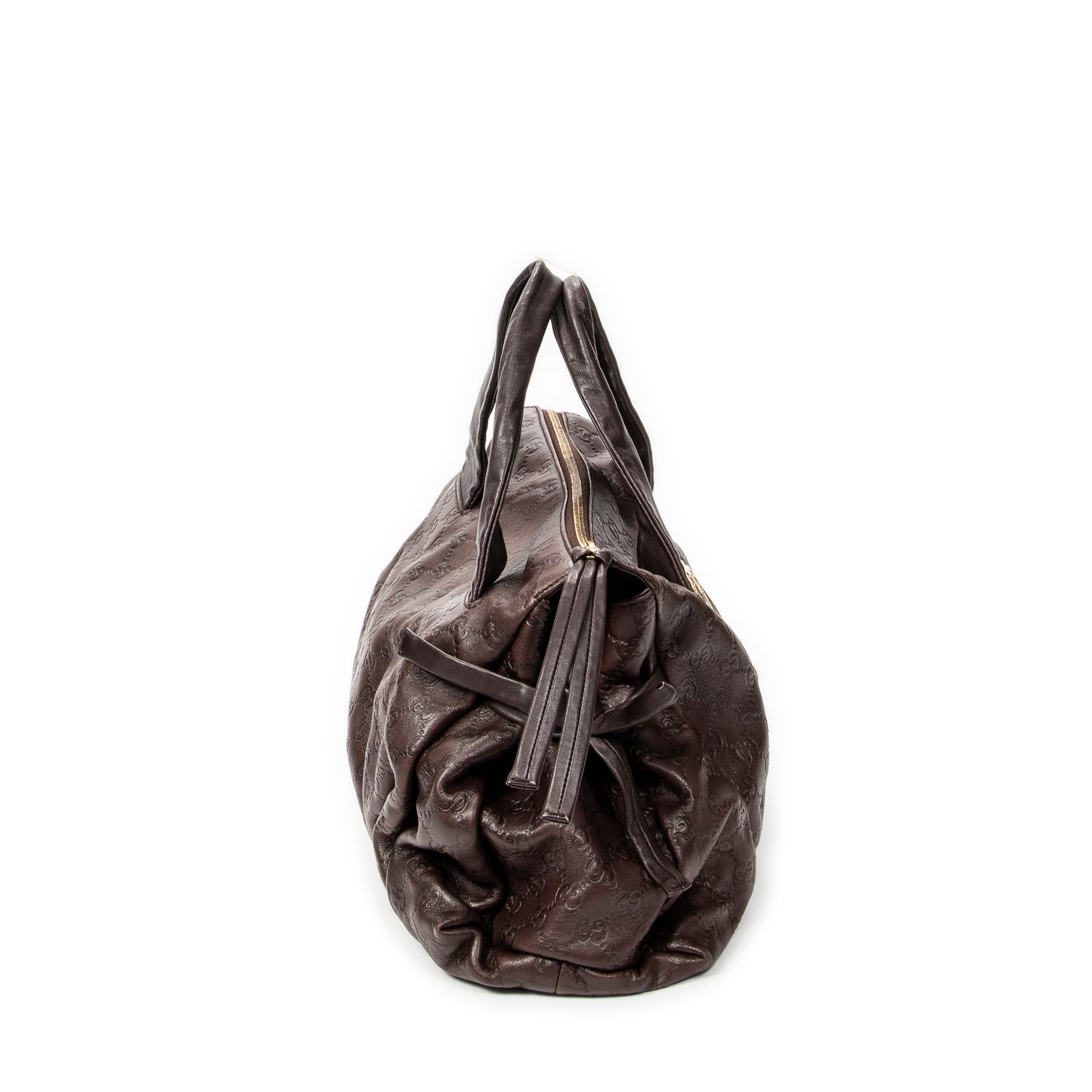 Bolso de Hombro Hysteria Tote Cuero Guccissima Marrón Oscuro