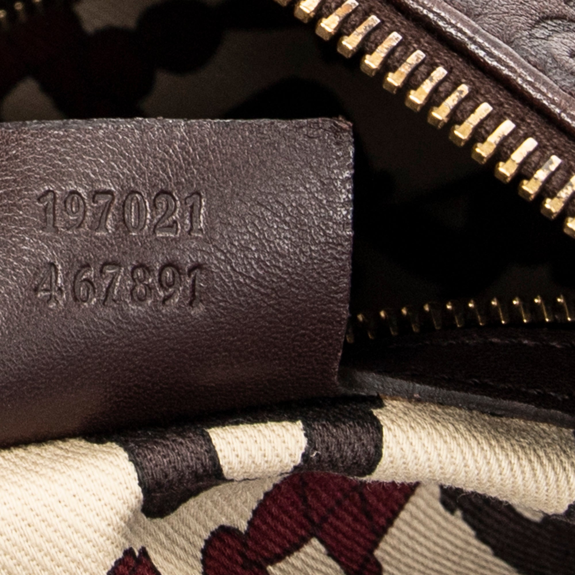 Bolso de Hombro Hysteria Tote Cuero Guccissima Marrón Oscuro