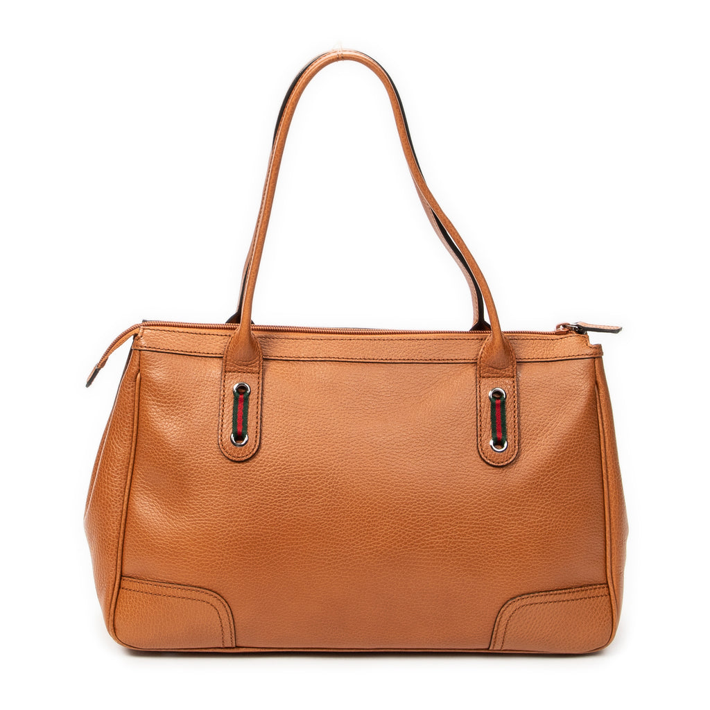 Shoulder Bag Medium Web Princy Tote Tan Grained Calfskin Leather