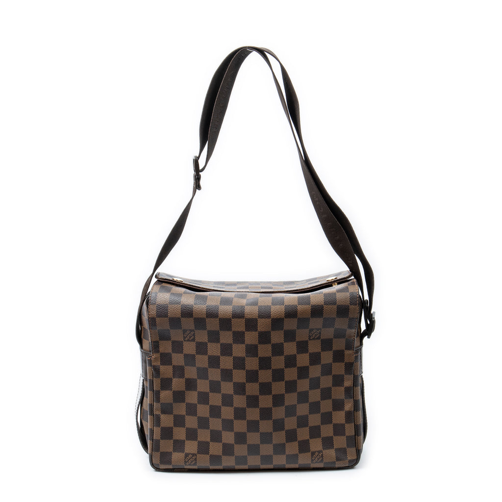 Bolso de hombro Naviglio Damier Ébène marrón