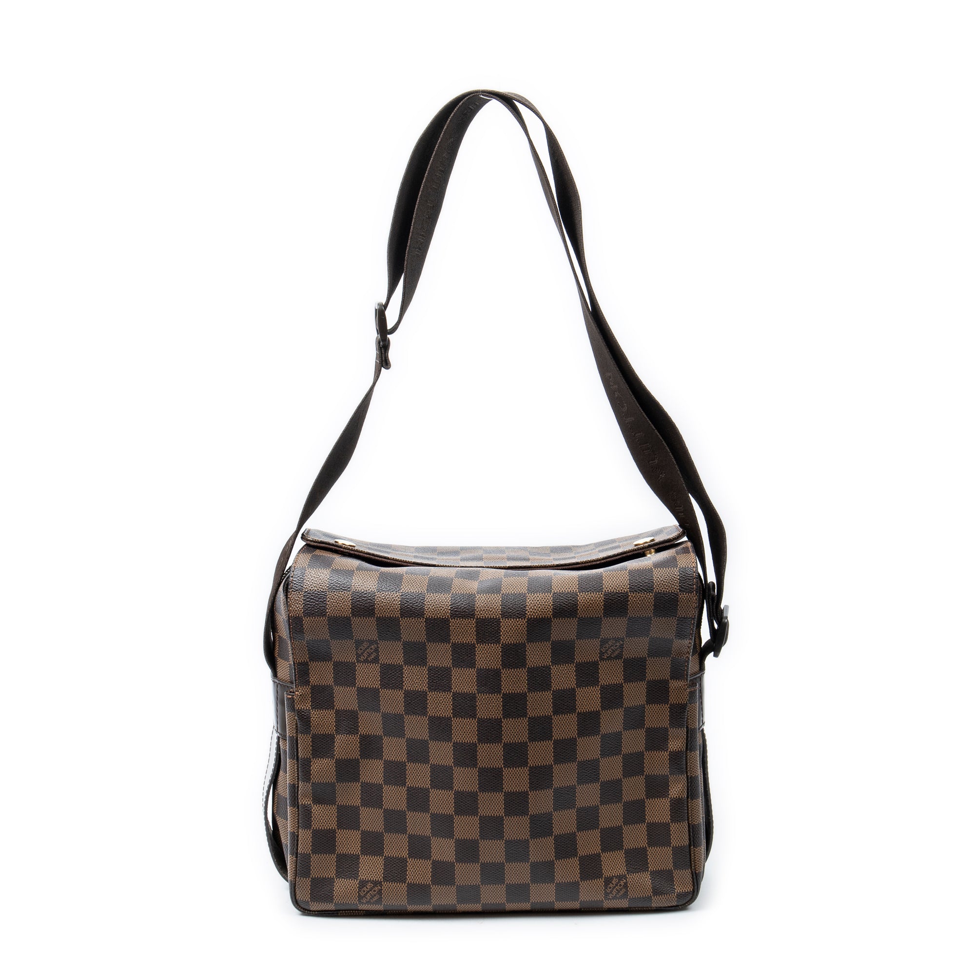 Bolso de hombro Naviglio Damier Ébène marrón