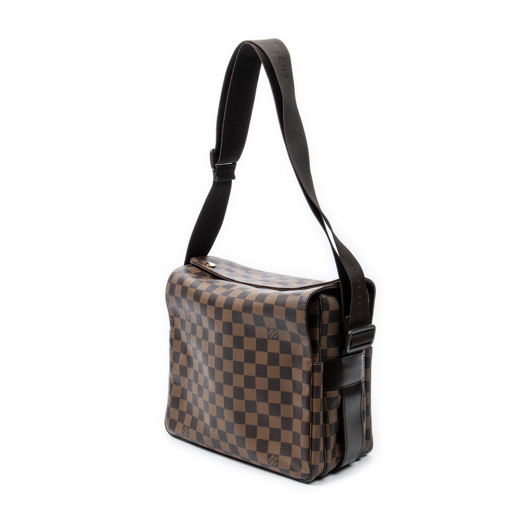 Bolso de hombro Naviglio Damier Ébène marrón