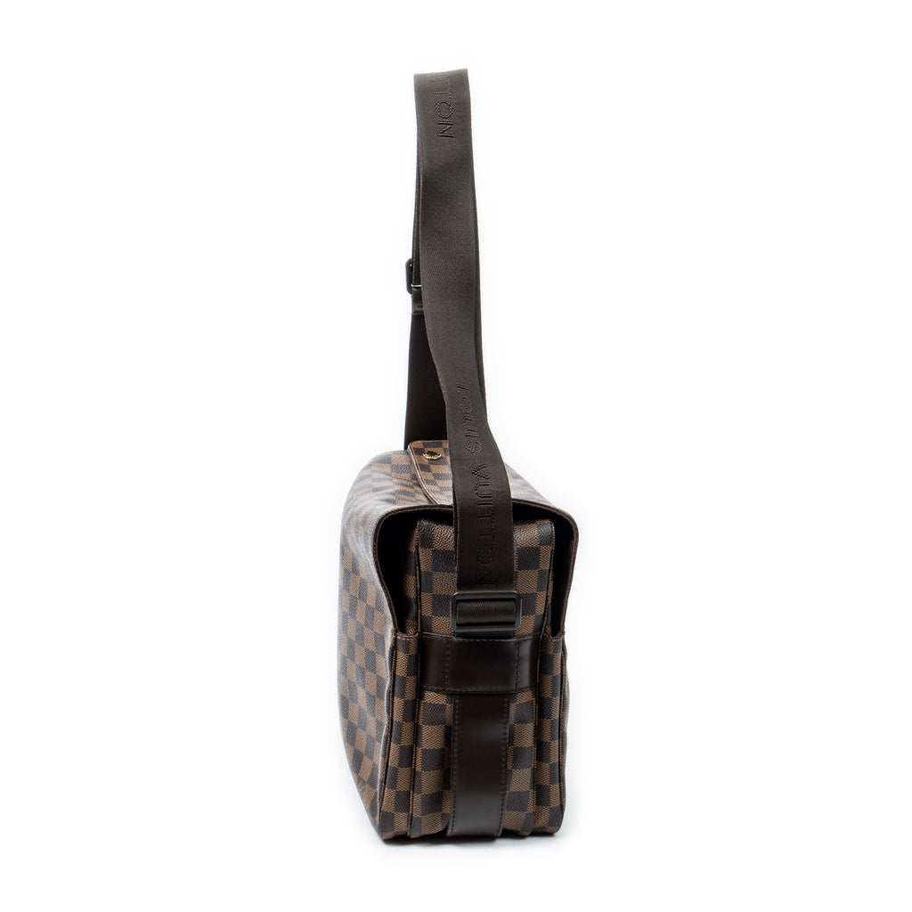 Bolso de hombro Naviglio Damier Ébène marrón