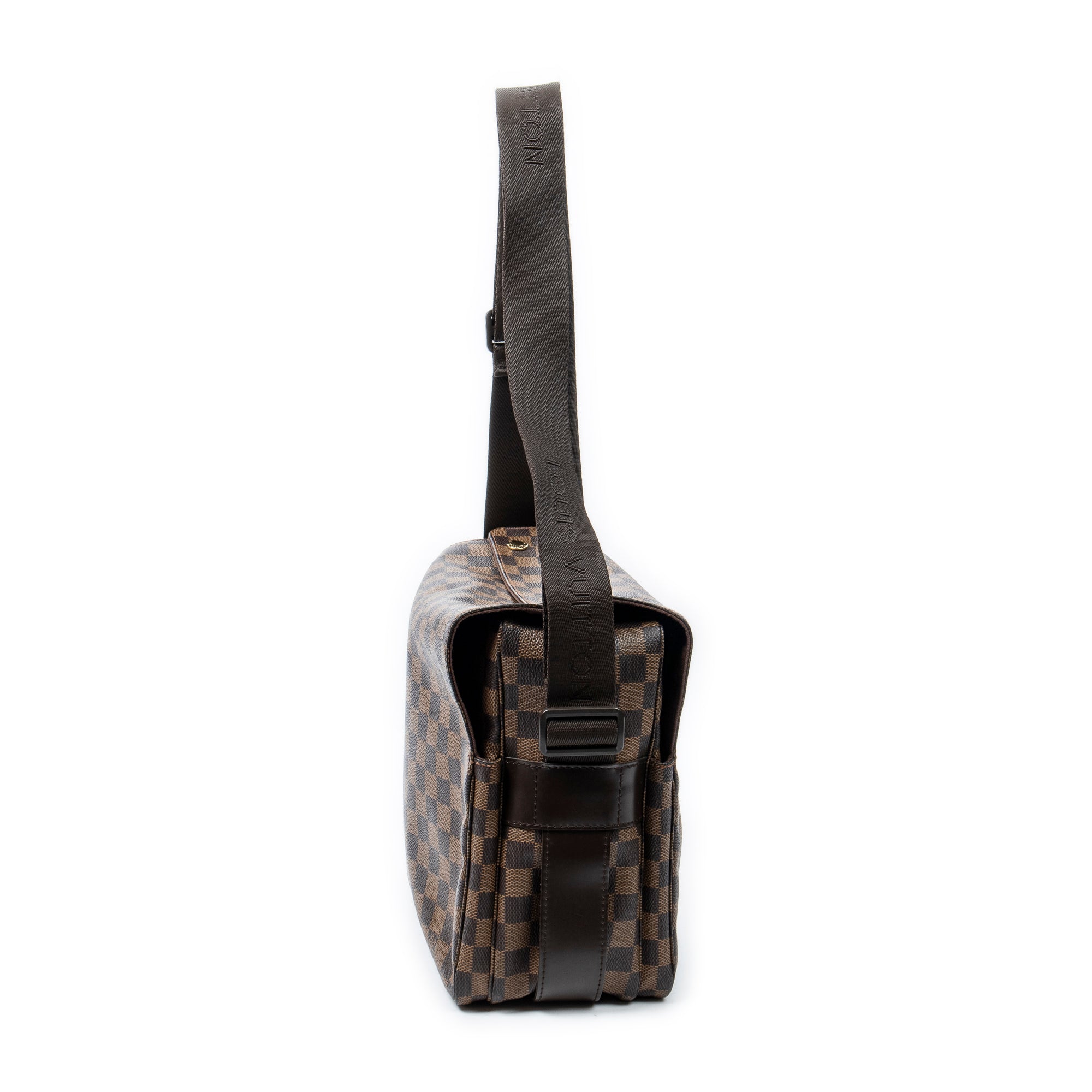Bolso de hombro Naviglio Damier Ébène marrón