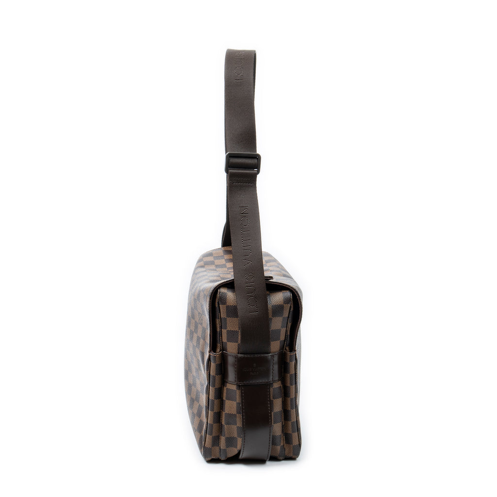 Bolso de hombro Naviglio Damier Ébène marrón