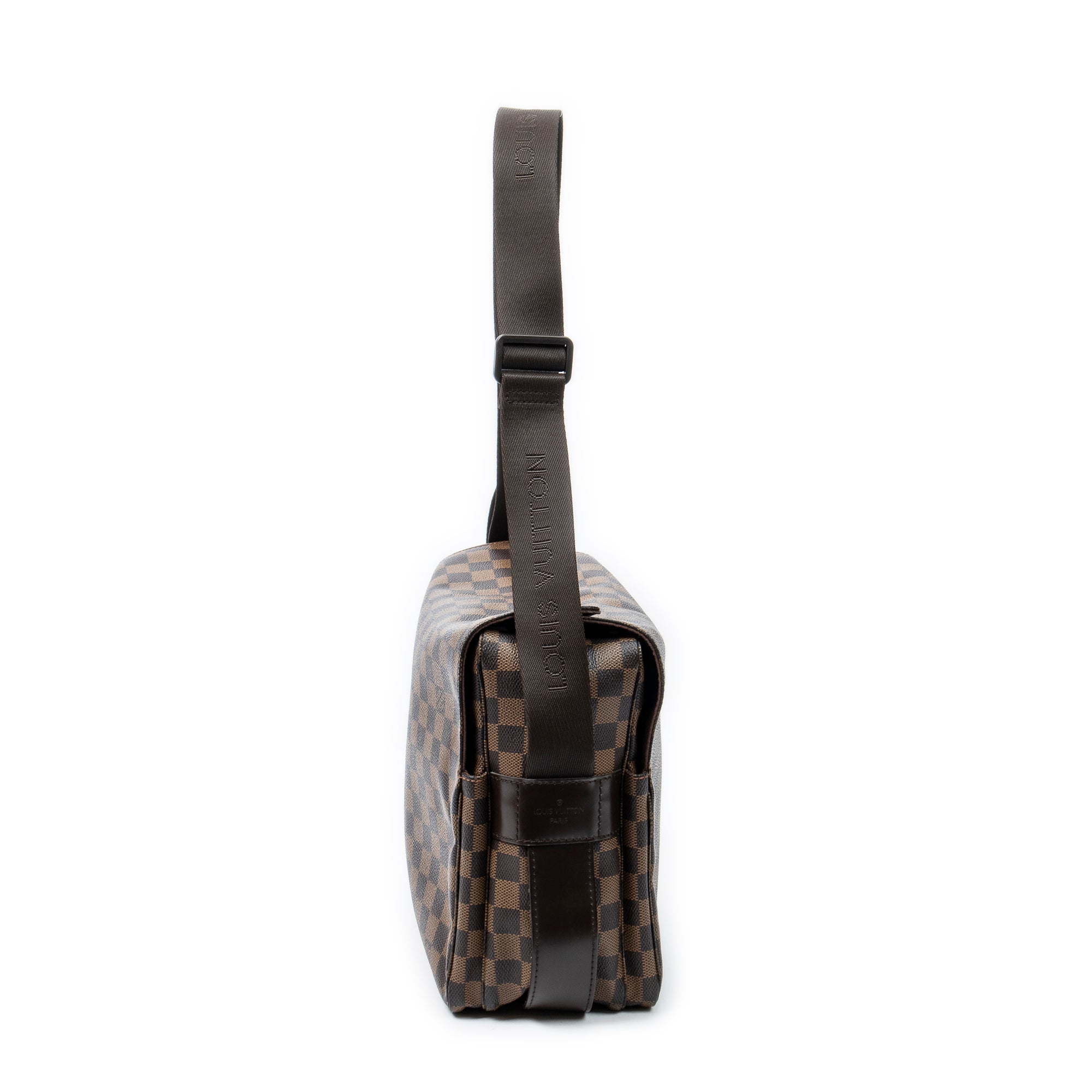 Bolso de hombro Naviglio Damier Ébène marrón