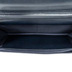 Bolso de hombro CC con cartera en cadena de lona de terciopelo acolchado azul marino