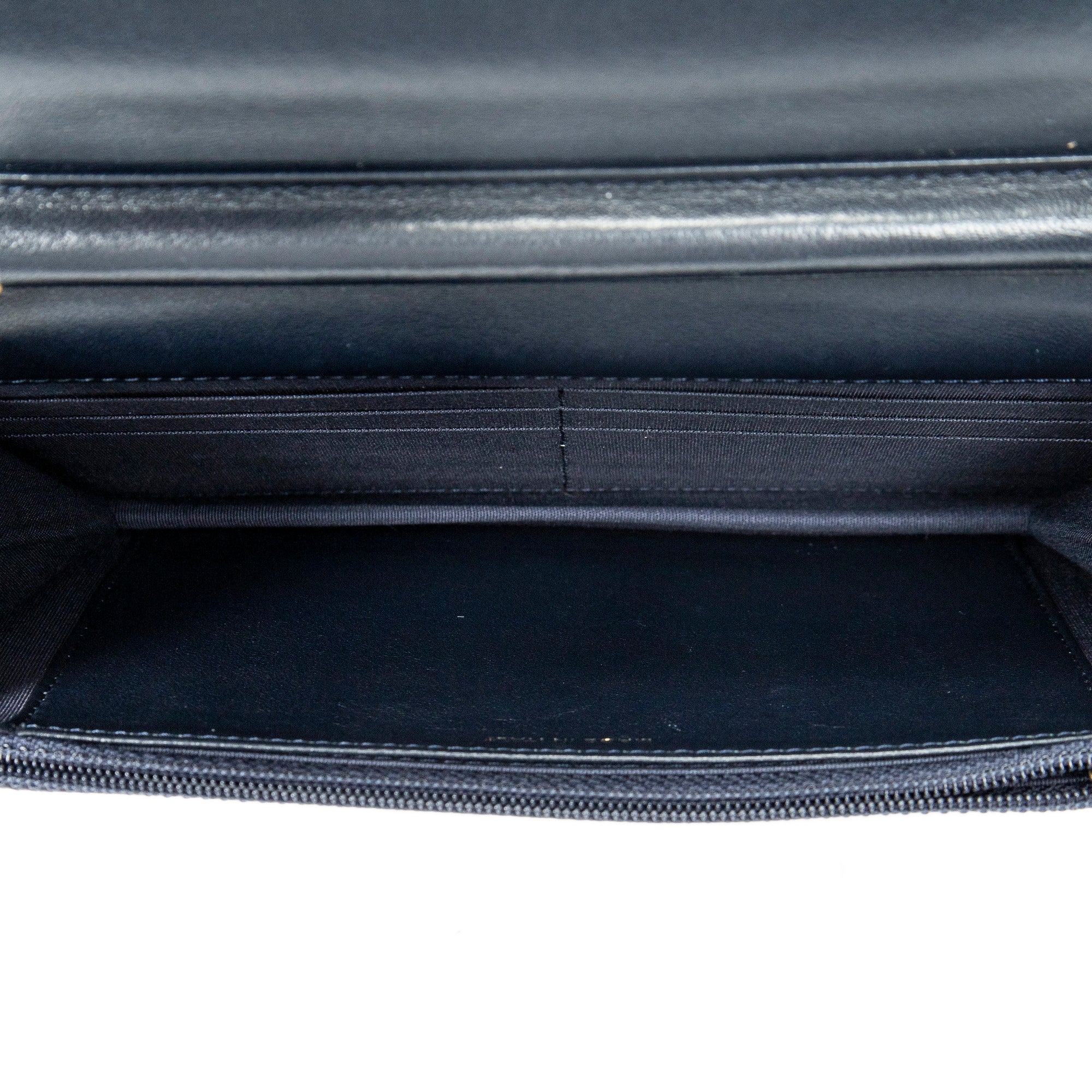 Bolso de hombro CC con cartera en cadena de lona de terciopelo acolchado azul marino