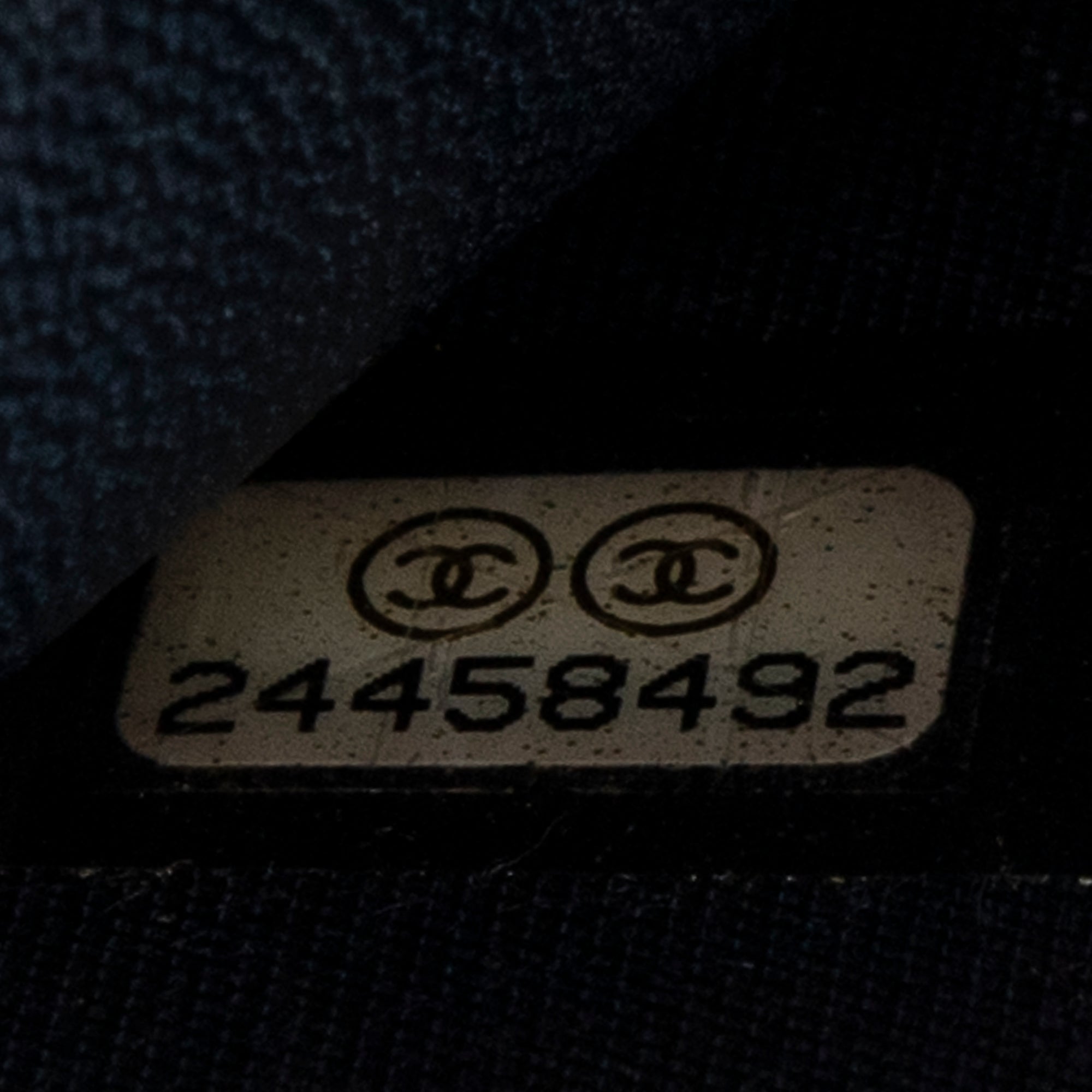 Bolso de hombro CC con cartera en cadena de lona de terciopelo acolchado azul marino