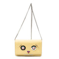 Shoulder Bag Monster Eyes Studded Wallet on Chain Yellow Calfskin Leather