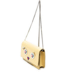 Shoulder Bag Monster Eyes Studded Wallet on Chain Yellow Calfskin Leather