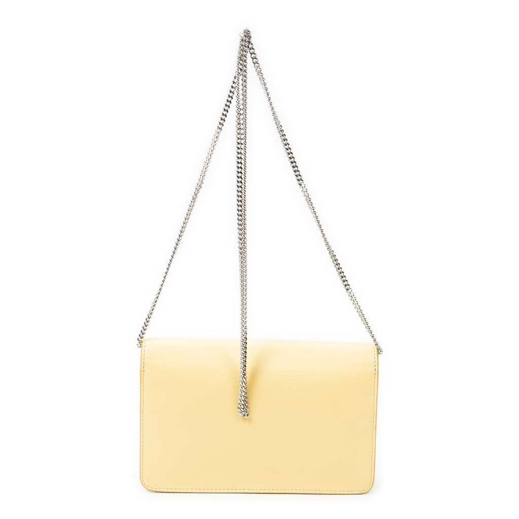 Shoulder Bag Monster Eyes Studded Wallet on Chain Yellow Calfskin Leather