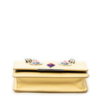 Shoulder Bag Monster Eyes Studded Wallet on Chain Yellow Calfskin Leather