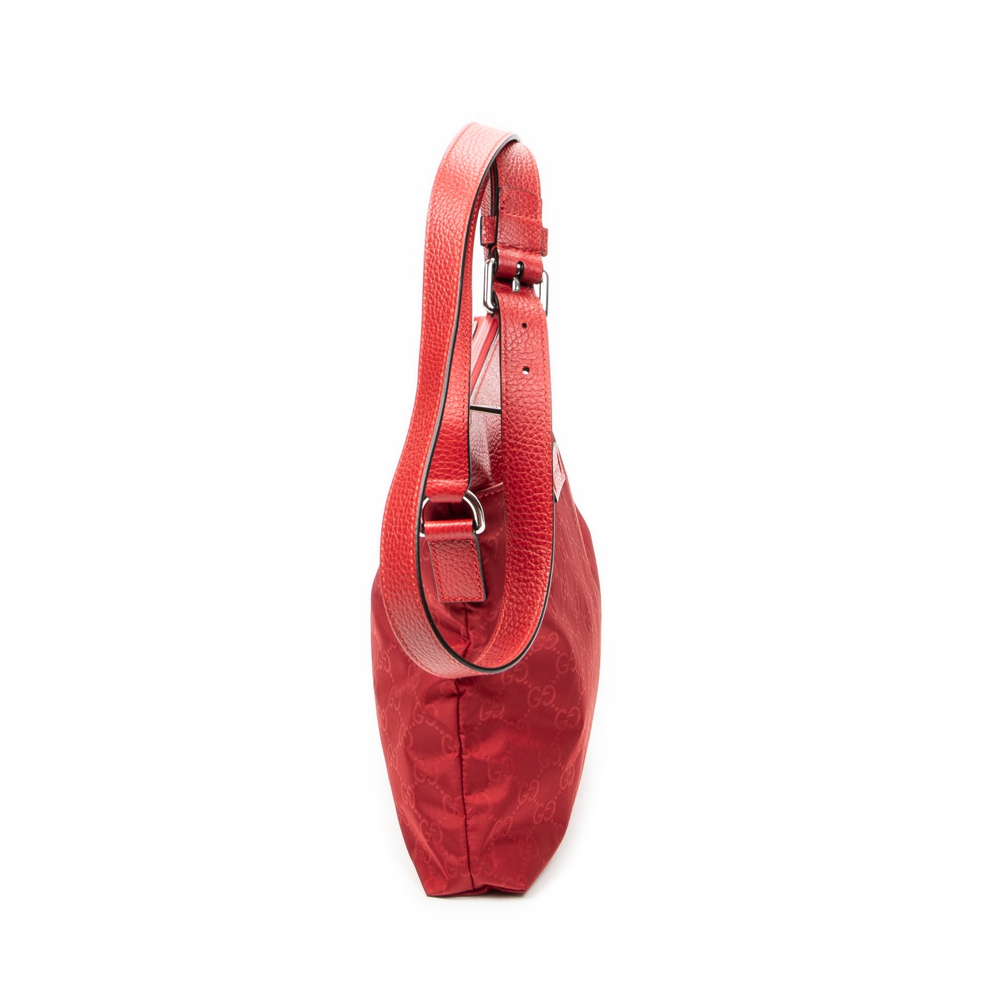 Shoulder Bag Square Zip Crossbody Red Monogrammed Nylon Canvas