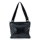 Shoulder Bag Large Square Zip Messenger Black Guccissima Imprint Coated Canvas