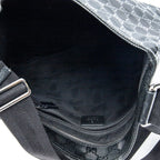 Shoulder Bag Large Square Zip Messenger Black Guccissima Imprint Coated Canvas