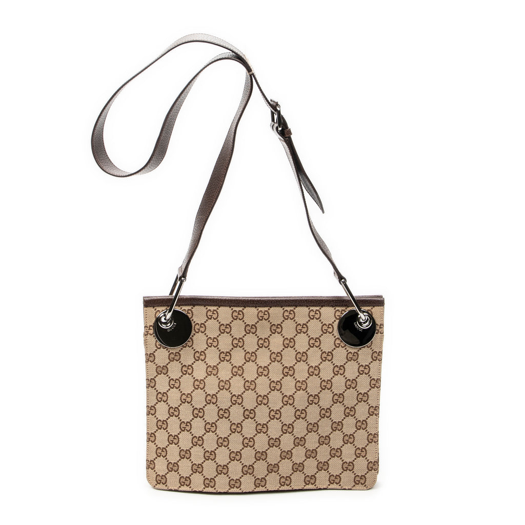 Shoulder Bag Eclipse Square Crossbody Beige Monogrammed Canvas
