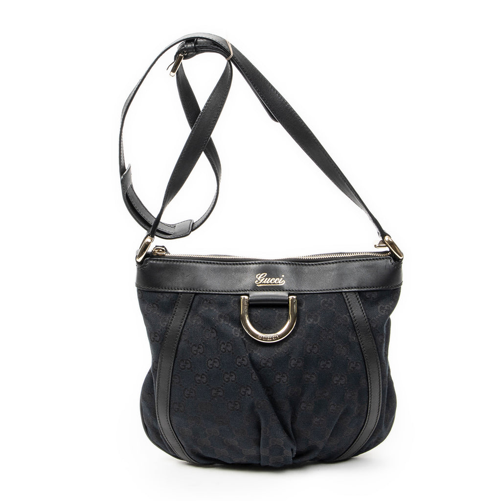 Shoulder Bag D Ring Messenger Black Monogrammed Canvas