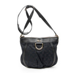 Shoulder Bag D Ring Messenger Black Monogrammed Canvas