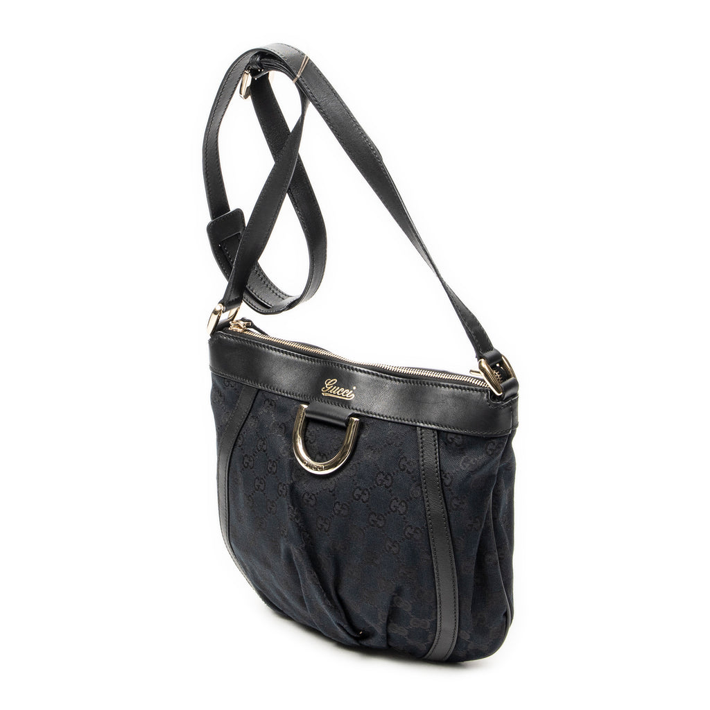 Shoulder Bag D Ring Messenger Black Monogrammed Canvas